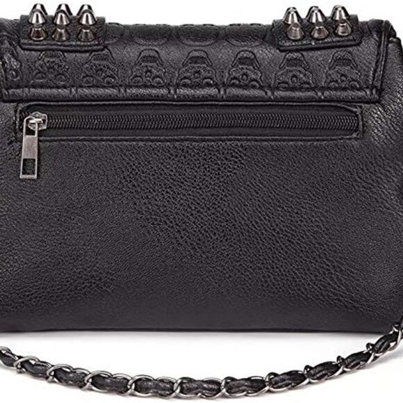 Womens Punk Skull Print Crossbody Bag PU Leather Gothic Skull Shoulder Bag Purse - Picture 2 of 7